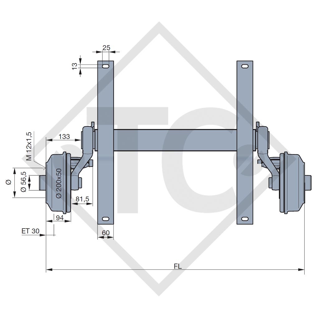 Assale frenato SWING 1350kg tipo di assale WM 1300, 2250434, WM MEYER