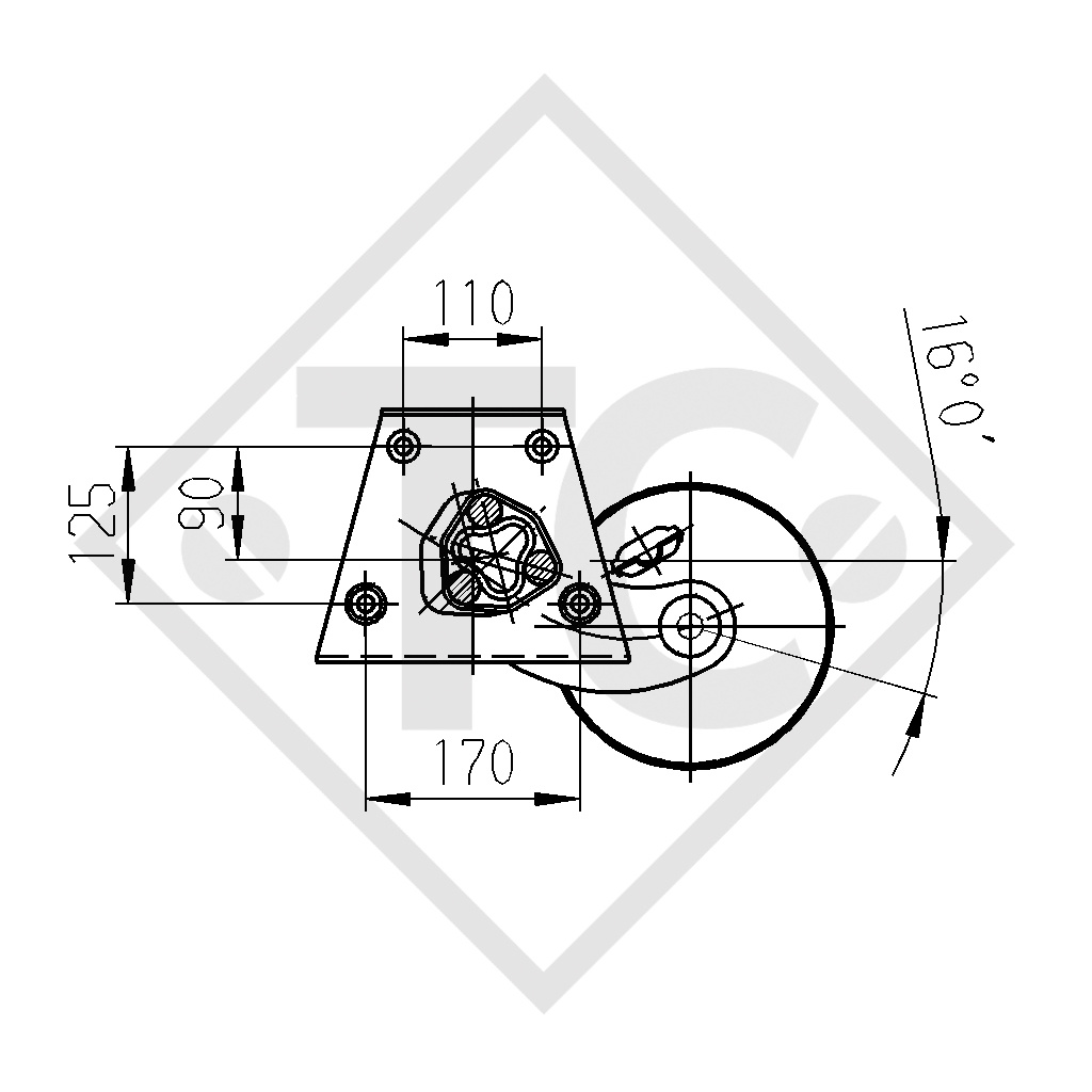Eje con freno 1500kg EURO Plus tipo de eje DELTA SI-N 14-1, WILK