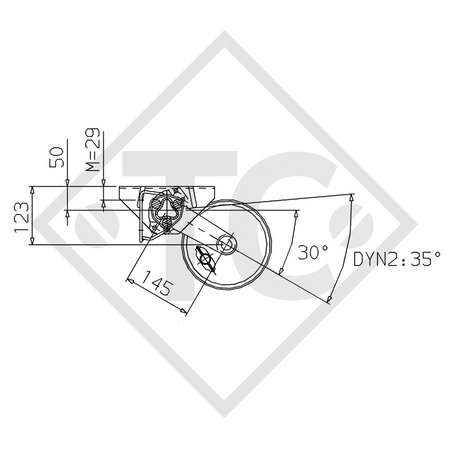 Braked axle 750kg axle type B 700-5 - LIDER