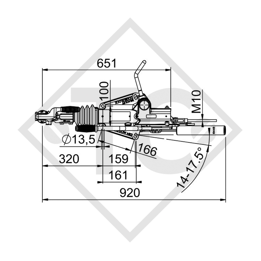 Commande de freinage avec semelle en V type HU3 H, 900 à 1800kg