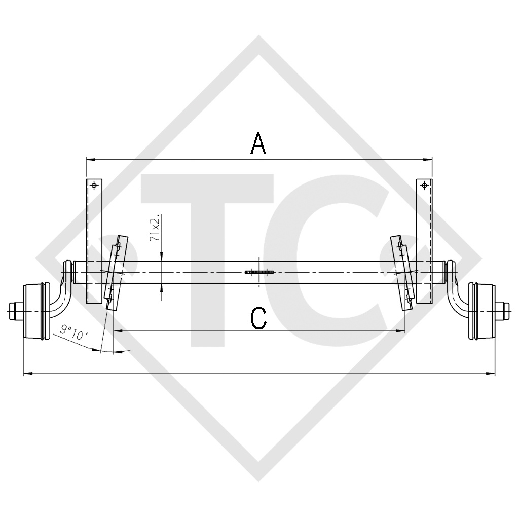 Assale frenato 650kg tipo di assale B 700-3 - ERIBA ERIBELLE