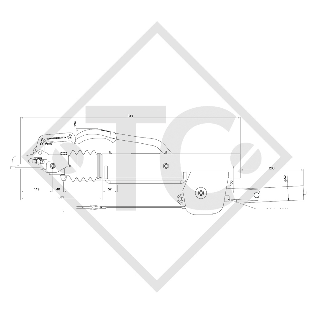 Enganche de inercia en V tipo ZAF 3.5-3, 2500 a 3500kg, 48.51.581.005