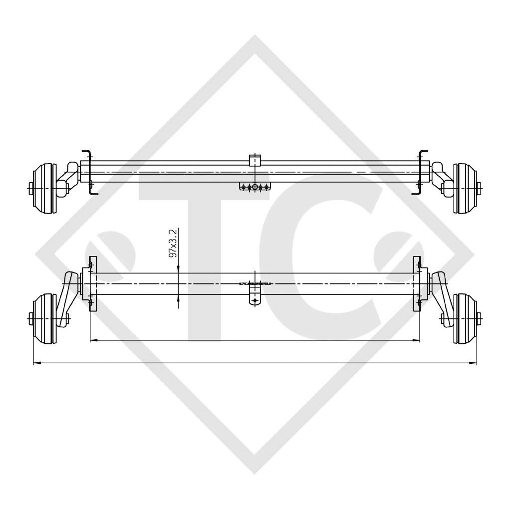 Eje con freno 1300kg EURO PLUS tipo de eje B 1200-5
