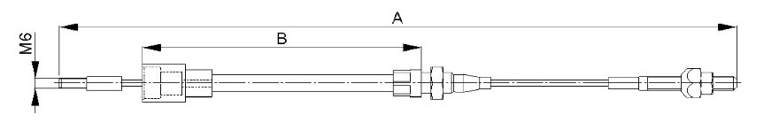 Bowden cable 8601540 attachable, thread M6 and ball nut, with cable pull connecting piece