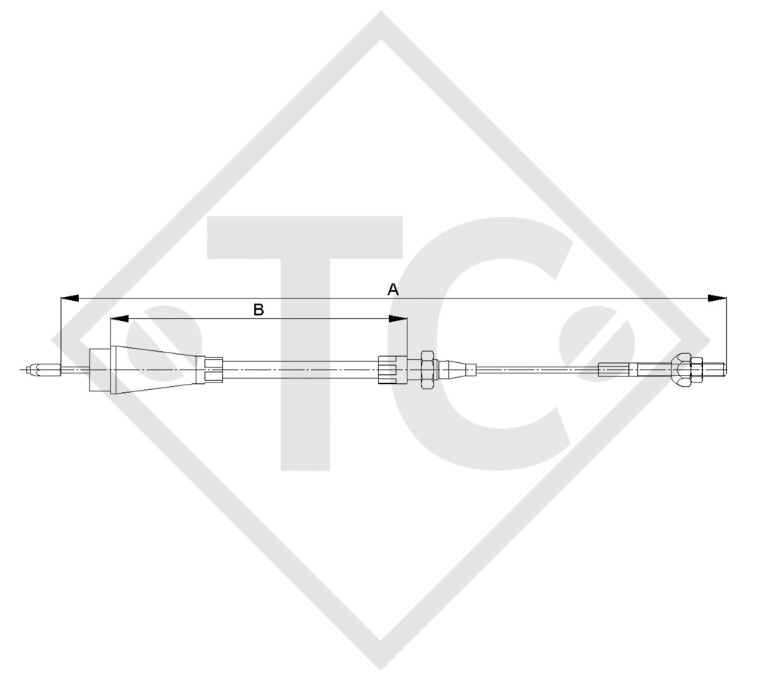 Bowden cable 8601424 attachable, thread M6 and ball nut, without cable pull connecting piece