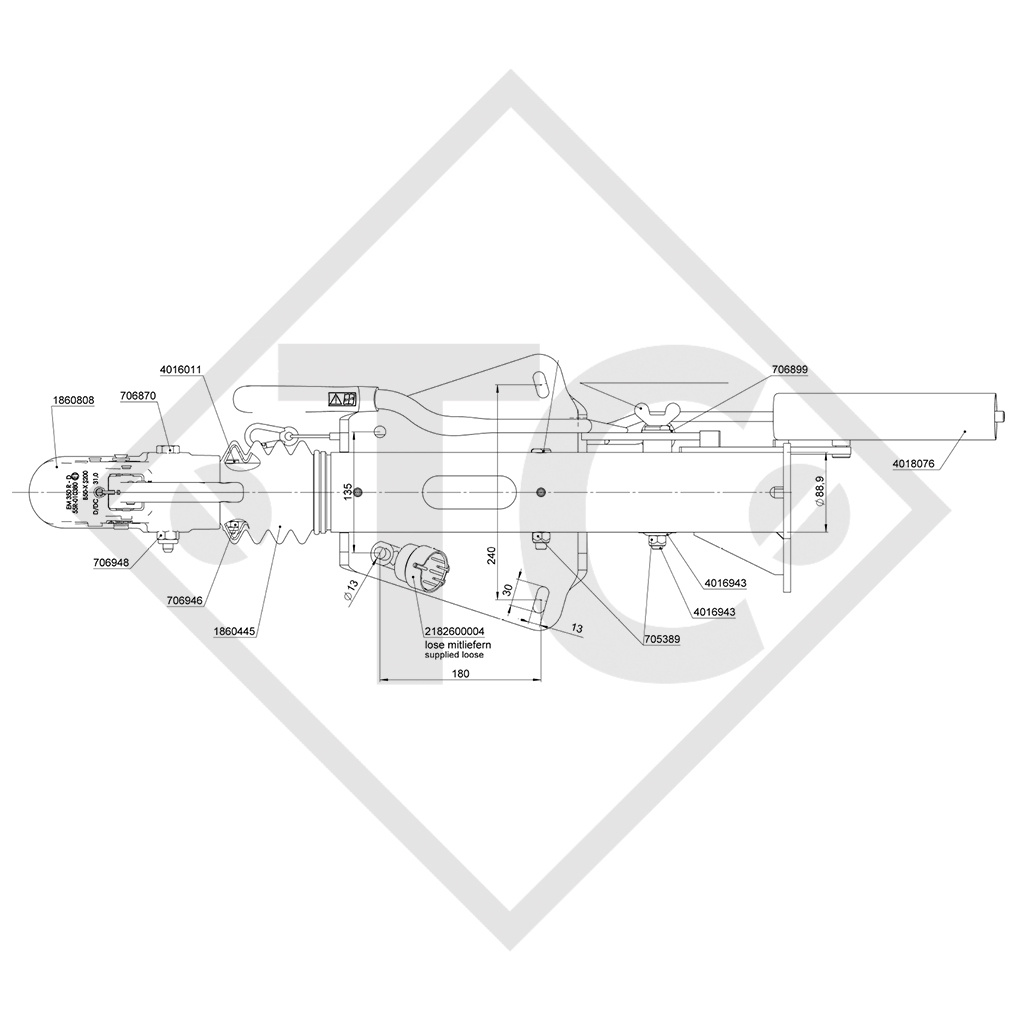 Freno a repulsione V tipo ZAF 3.5-3, 2500 - 3500kg, Humbaur 150.00039