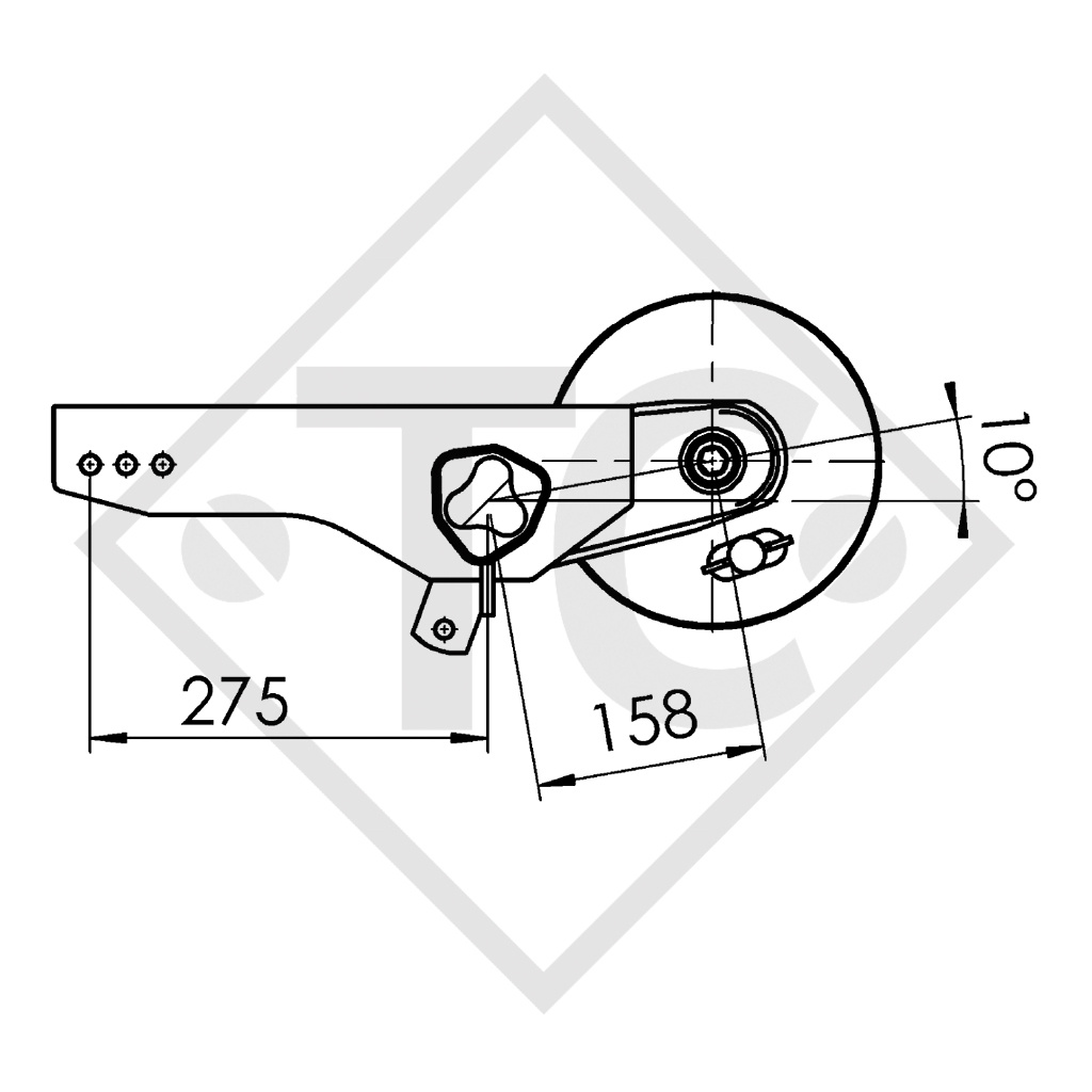 Braked axle 1000kg EURO COMPACT axle type B 850-10 - TRIGANO