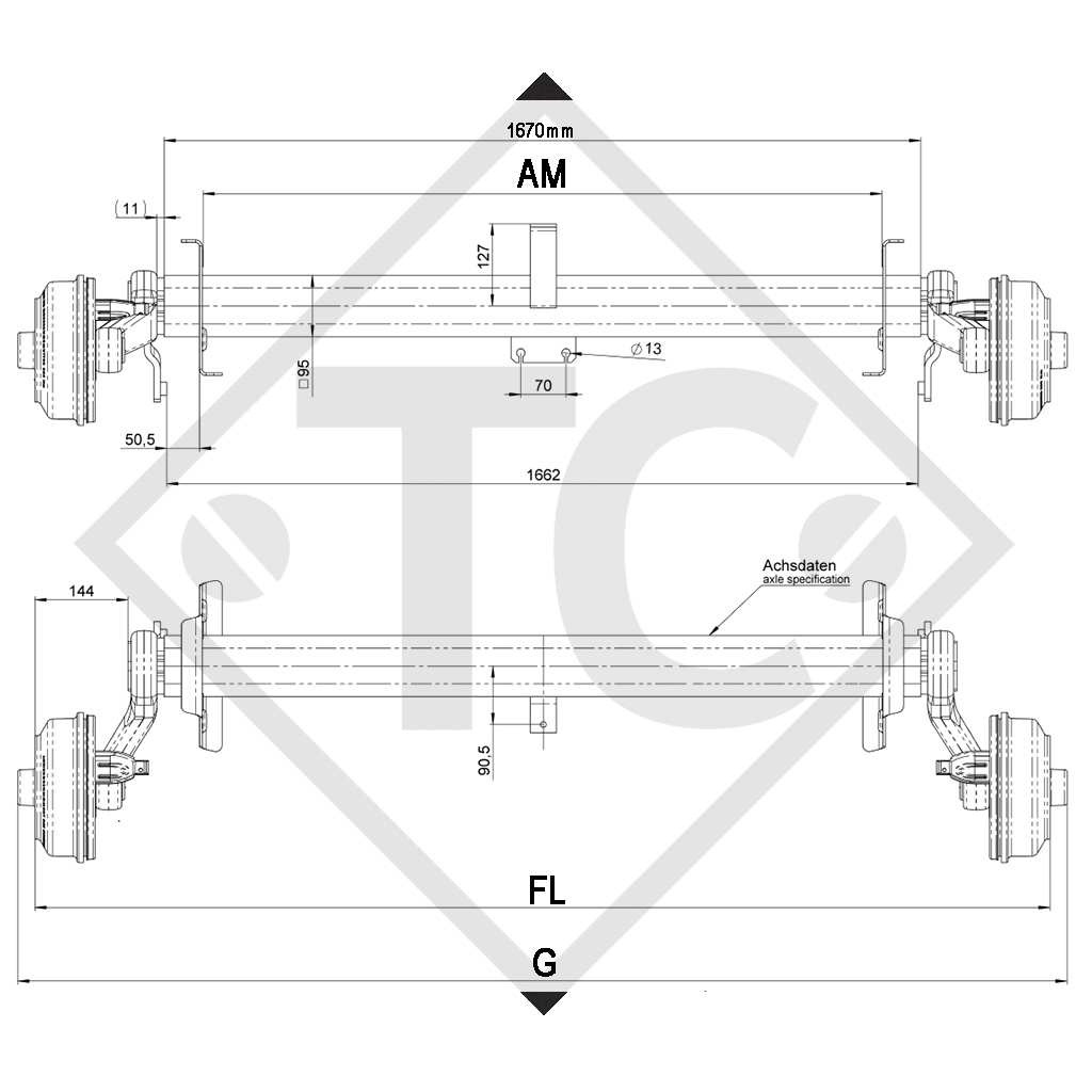 Assale frenato 1350kg tipo di assale CB 1355