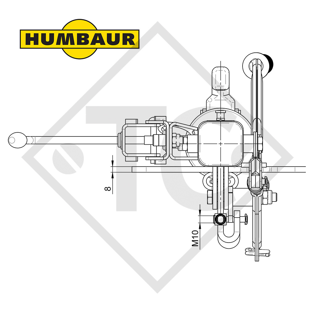 Overrun device V type WAP 15/15.1, 750 to 1500kg - Humbaur