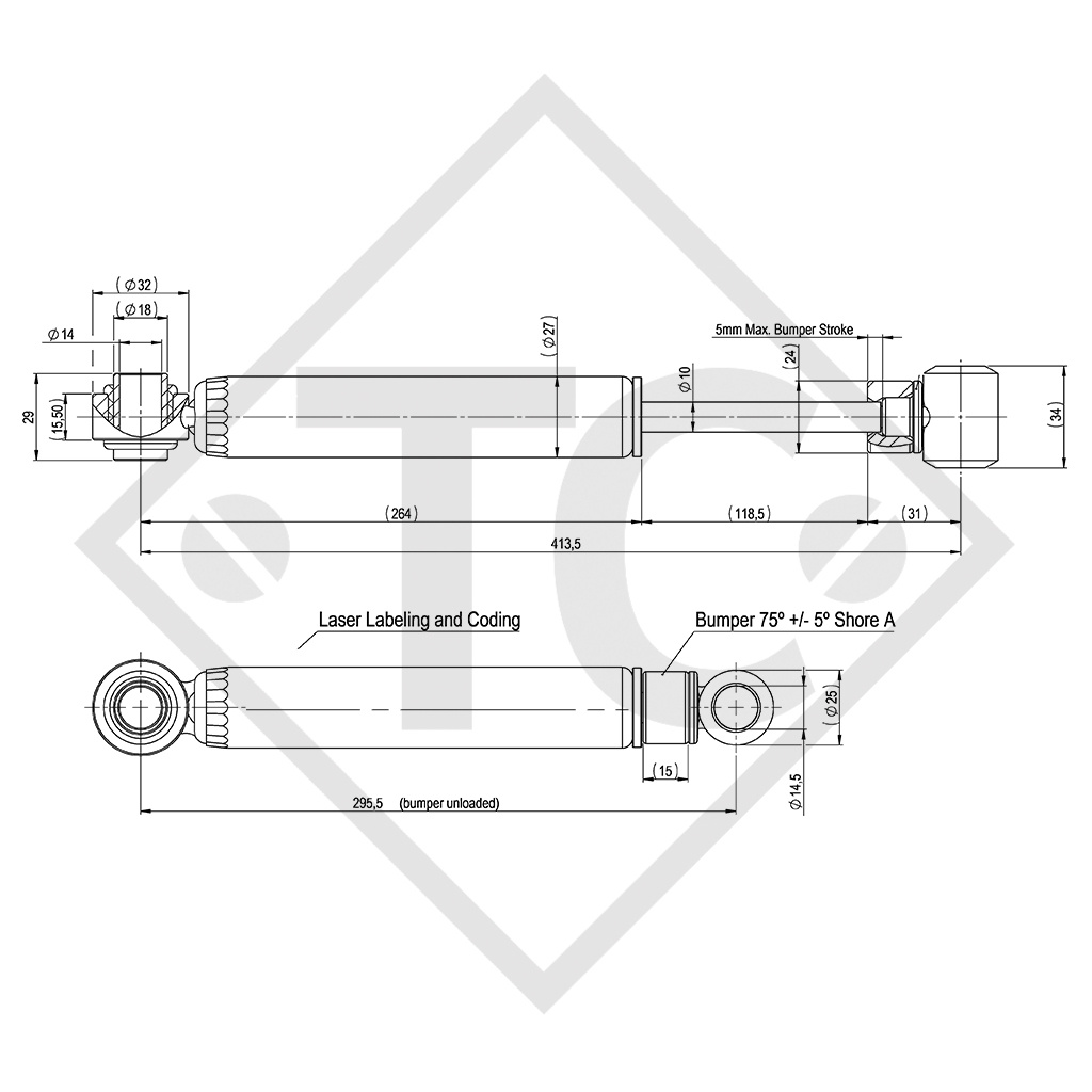 Shock absorber, Ausführung mit zwei Augen, 372854