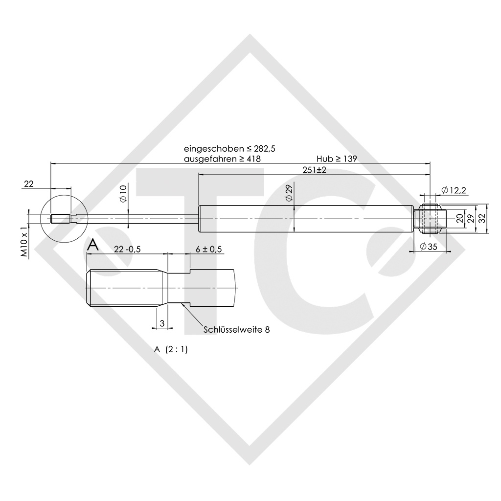 Amortisseur, version avec œil, 694405