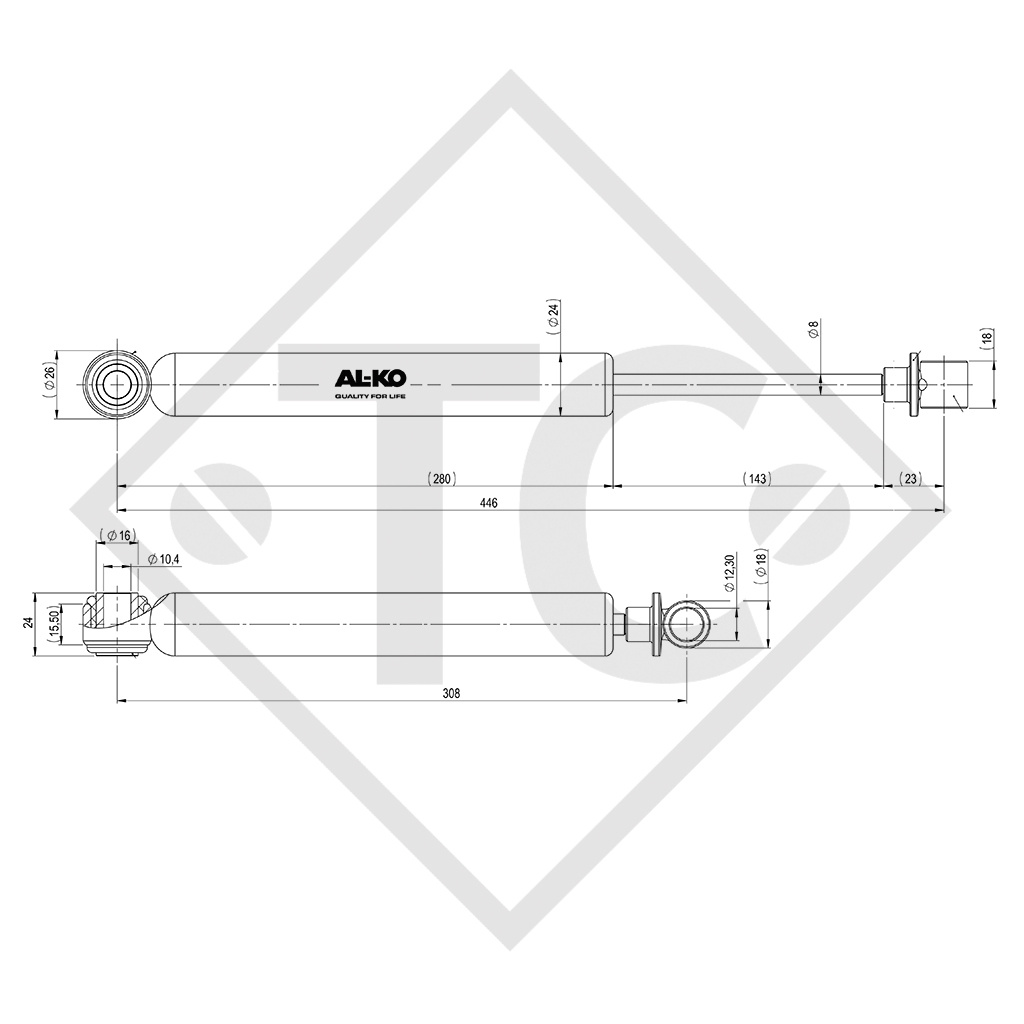 Stoßdämpfer, Ausführung mit zwei Augen, 20769004