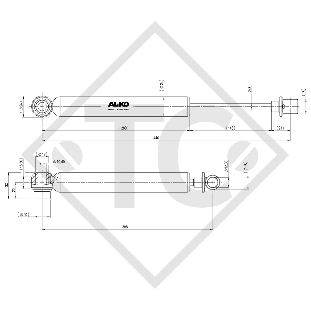 Stoßdämpfer, Ausführung mit zwei Augen, 359987