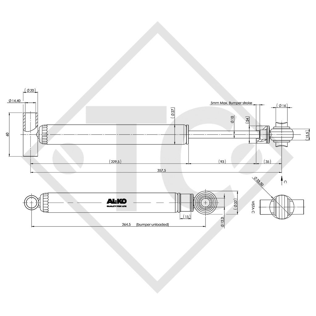 Amortisseur, version avec œil, 1217089