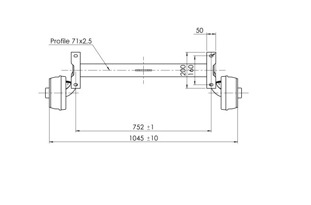 Braked axle 750kg axle type B 700-5