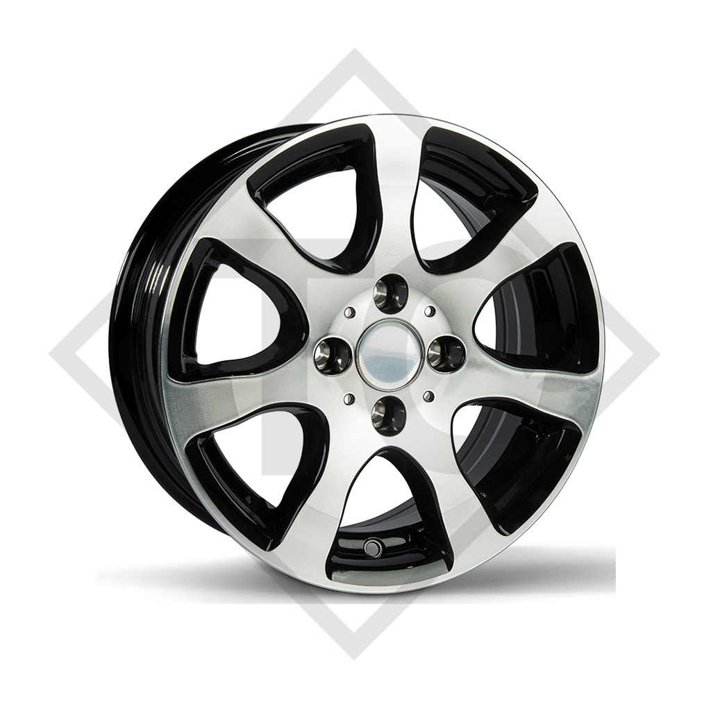 trailer aluminium rim 5.00Jx13, 4/57/100, ET +30, suitable for all common trailer types