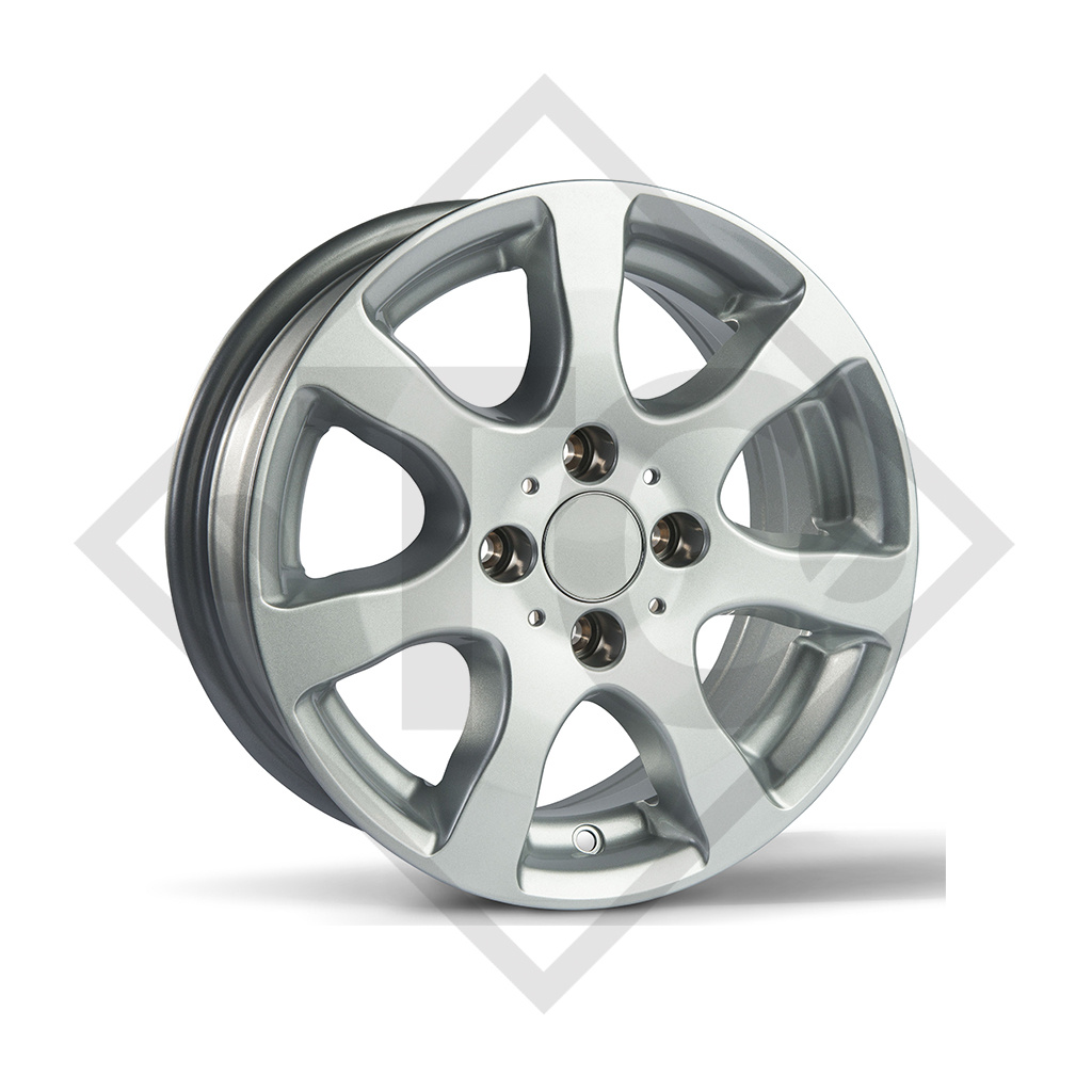 trailer aluminium rim 5.00Jx13, 4/57/100, ET +30, suitable for all common trailer types