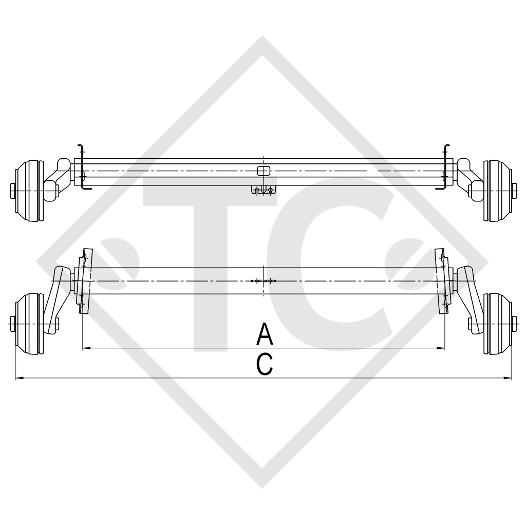 Braked axle 1000kg EURO1 axle type B 1000-3, Knaus Suedwind 485