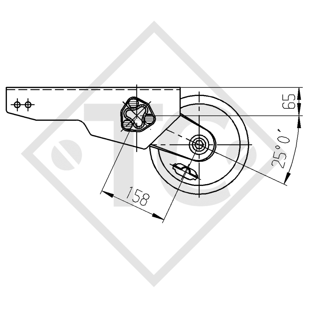 Essieu EURO Compact 1000kg freiné type d'essieu B 850-10 avec AAA (réglage automatique des garnitures de frein)