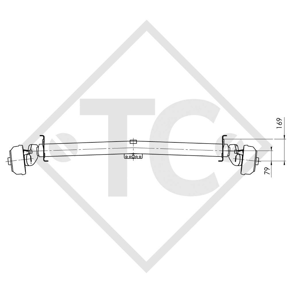 Essieu EURO1 - 1000kg freiné type d'essieu Delta SIN 10 - Dethleffs EG/CT 001 5DD