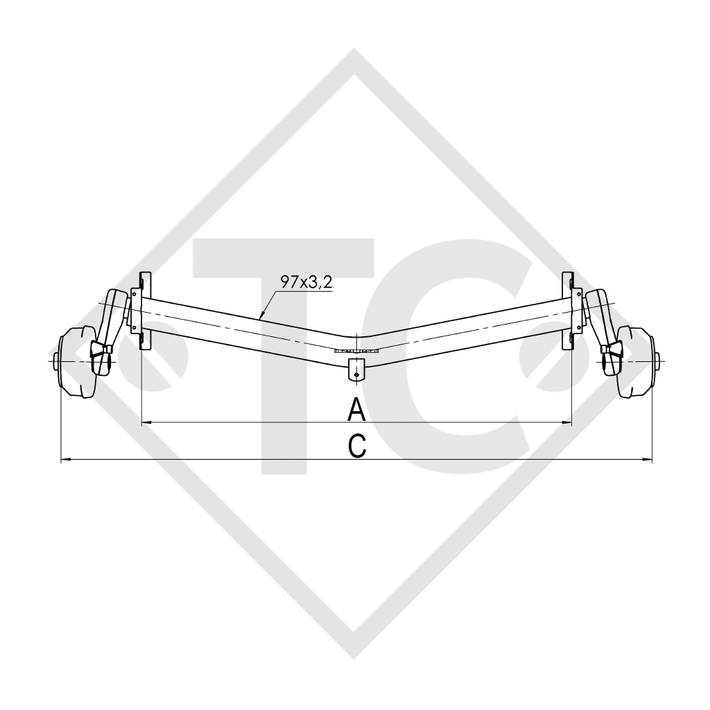 Essieu EURO1 - 1000kg freiné type d'essieu Delta SIN 10 - Dethleffs EG/CT 001 5DD