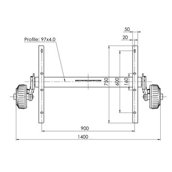 Eje con freno 1500kg  tipo de eje B 1600-3