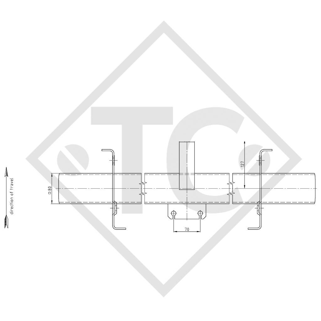 Braked axle 1350kg / 1400kg axle type SCB 1355, 46.25.379.922 - REPRODUCTION, NO LONGER AVAILABLE AS ORIGINAL! - Copy