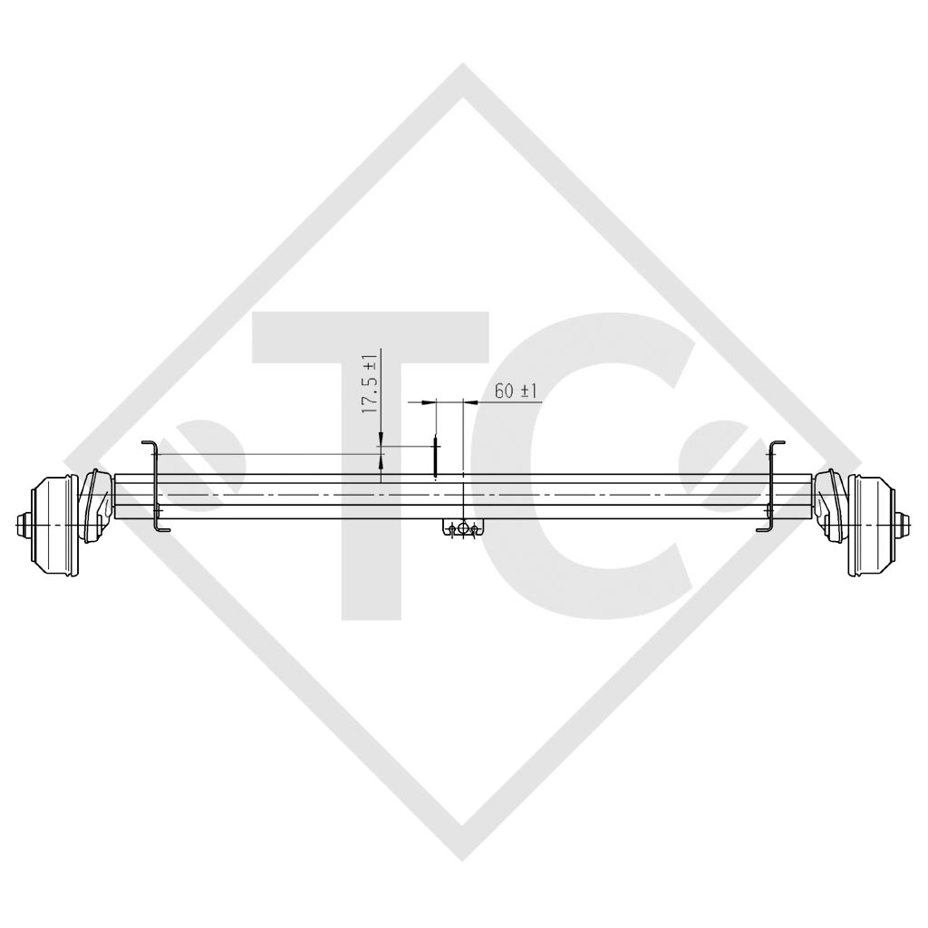Braked axle 1300kg EURO1 axle type B 1200-5 - LMC