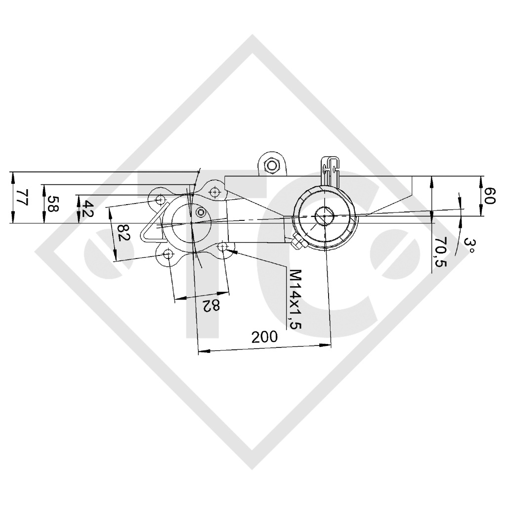 Essieu sans freins Peugeot Boxer 2100kg freiné type d'essieu DB 2100, 37.92.000.007
