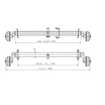 Braked axle 1350kg EURO1  axle type B 1200-6