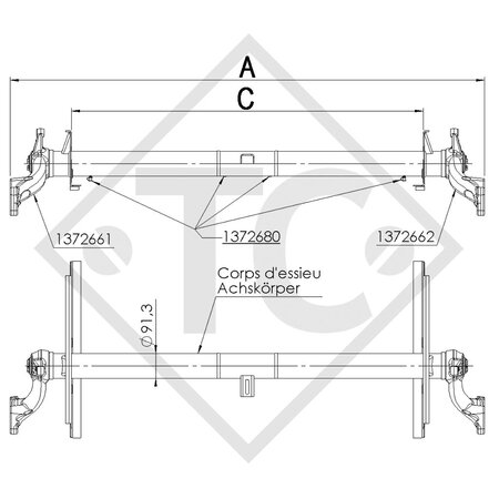 Achse BTR 5 AMC 2000kg Eura Mobil Contura