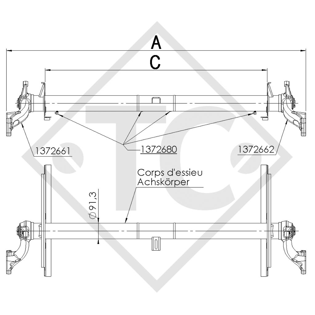 Achse BTR 5 AMC 2000kg Eura Mobil Contura