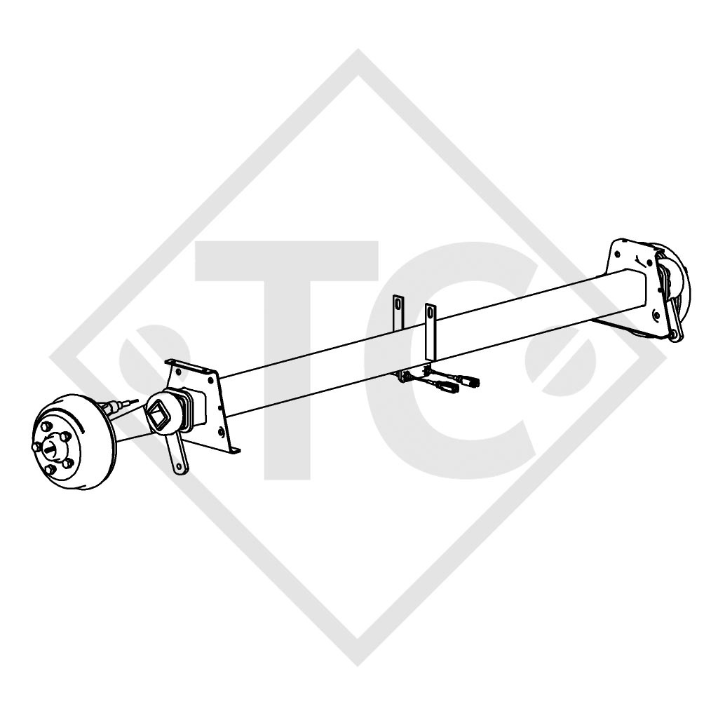 Braked axle 1800kg axle type CB 1505, 46.27.379.448, 4013490 - Knaus REPRODUCTION