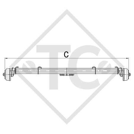 Essieu tandem freiné 2700kg EURO1 type d'essieu 2xB 1200-6