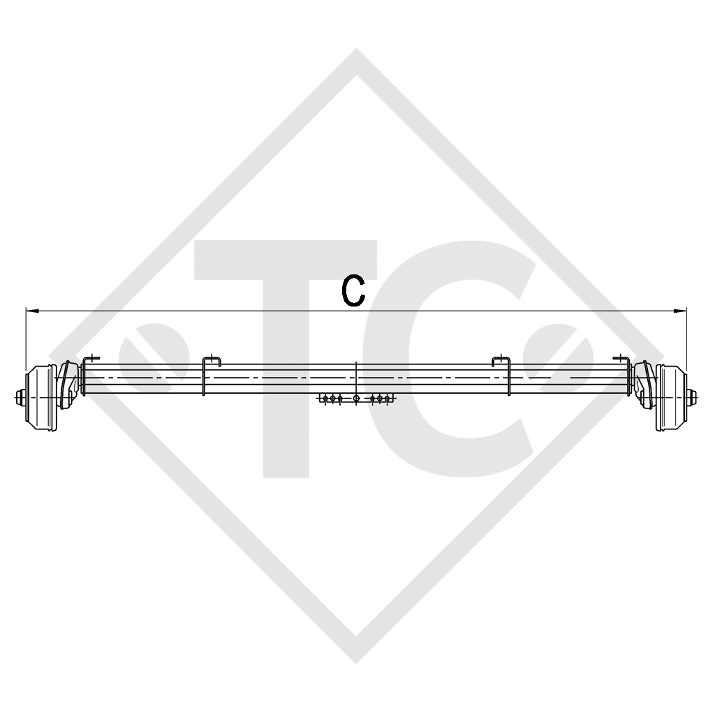 Essieu tandem freiné 2700kg  EURO1 type d'essieu 2xB 1200-6