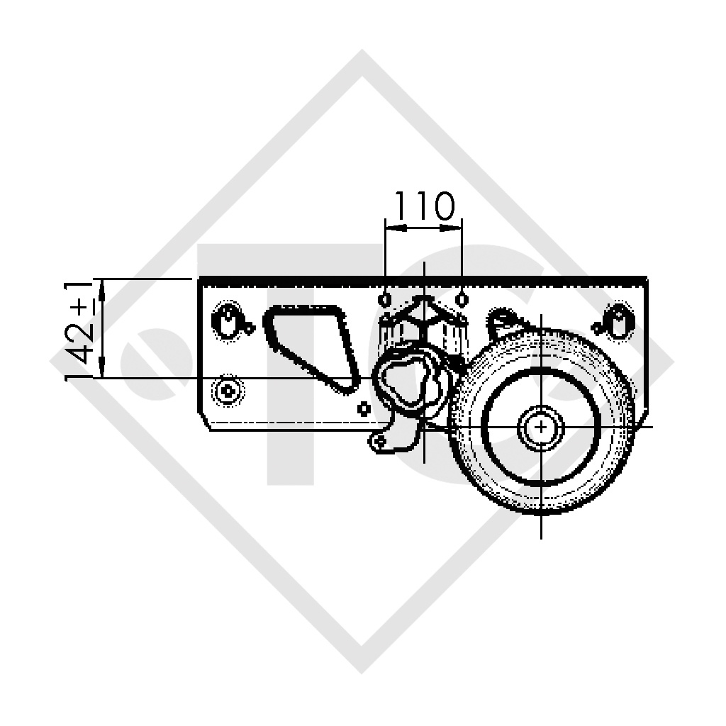 Essieu EURO1 1700kg freiné type d'essieu DELTA SIN 14-3 - KNAUS Tabbert