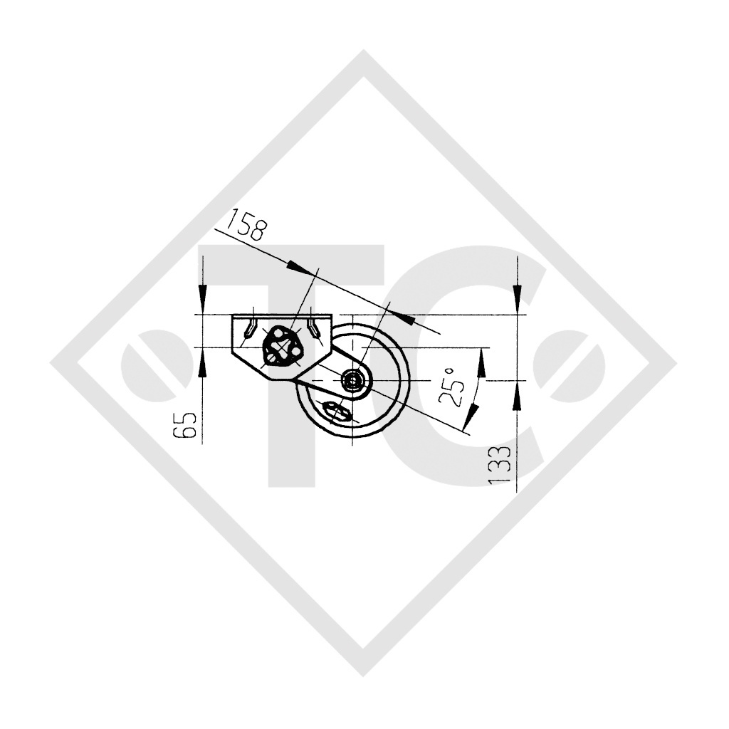 Essieu BASIC 1000kg freiné type d'essieu B 850-10 avec liaison 90mm