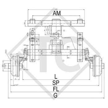 Braked axle 850kg SWING axle type CB 854, 46.16.379.314