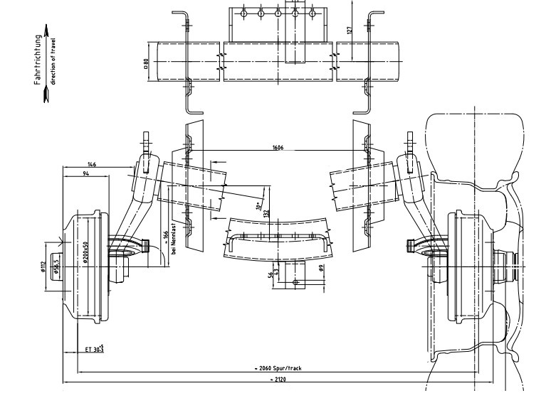 Eje con freno SWING 1350kg / 1400kg tipo de eje SCB 1355, 46.25.379.950 - REPRODUCCIÓNSCB 1355, 46.25.379.950