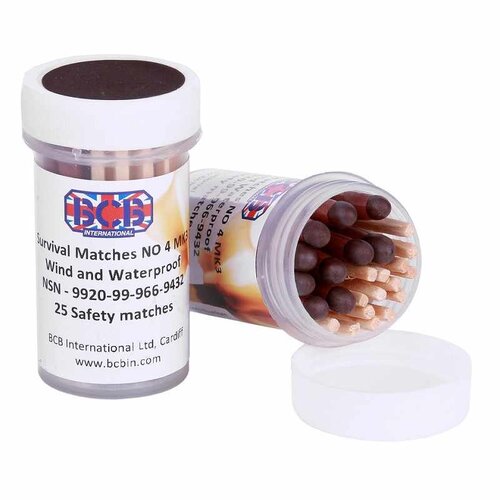 BCB Bushcraft Bushcraft Waterproof Survival Lucifers (kokertje met 25 storm-lucifers) BCB Bushcraft Bushcraft Waterproof Survival Lucifers (kokertje met 25 storm-lucifers)