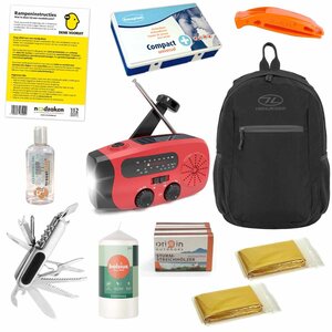 DENK VOORUIT Noodpakket 72 uur met rugzak, noodradio en EHBO set – DENK VOORUIT Apex Basis
