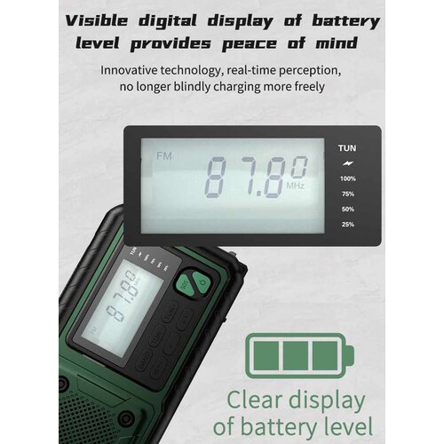 Noodradio.nl Noodradio Emplay Digital (FM-zwengelradio met ledlamp en 4.000mAh powerbank)