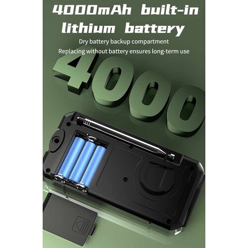 Noodradio.nl Noodradio Emplay Digital (FM-zwengelradio met ledlamp en 4.000mAh powerbank)