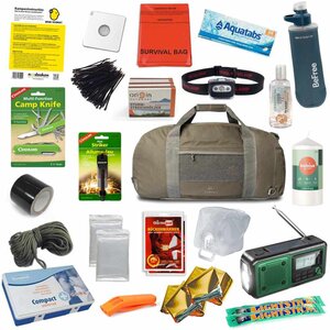 DENK VOORUIT Bug-in-Bag Noodpakket met Waterfilter en Noodradio -  meest complete pakket