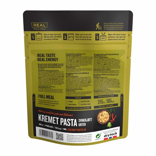 REAL Turmat Meals  Romige pasta met varkensvlees Maaltijd - Real Field Meal
