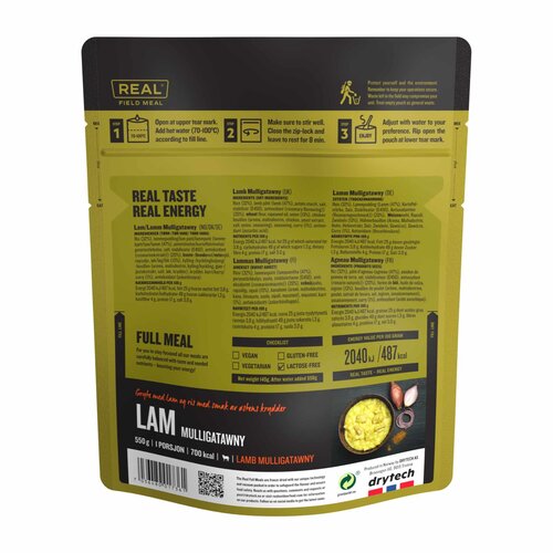 REAL Turmat Meals Mulligatawny Lamsvlees Maaltijd - Real Field Meal REAL Turmat Meals Mulligatawny Lamsvlees Maaltijd - Real Field Meal