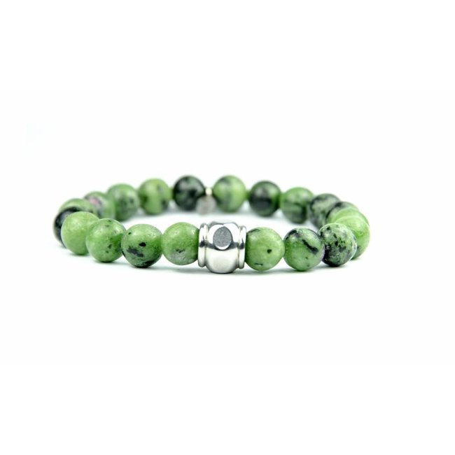 By Shir Heren armband Ruby in Zoisite met cilindervormige gladde tussenkraal