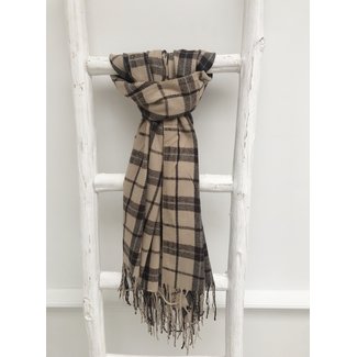 By Shir Faux cashmere scarf with tassels beige brown