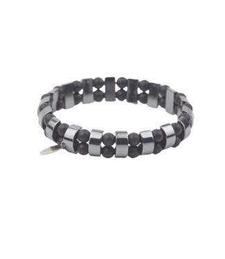 By Shir For Him armband edelstaal en kraal zwart