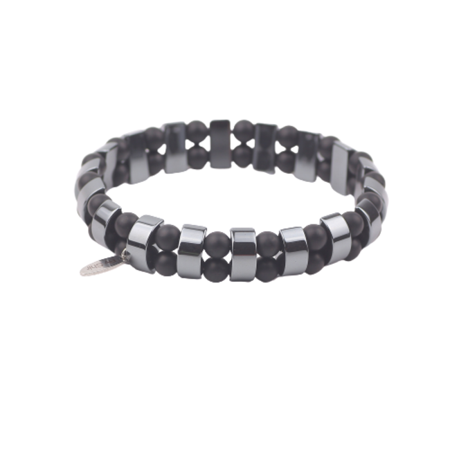 By Shir For Him stainless steel bracelet and black bead